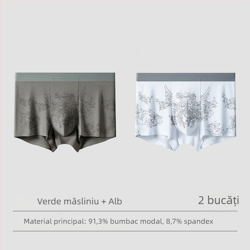 Boxeri pentru bărbați din modal, cu căptușeală antibacteriană din Mulberry silk, fără cusături, confortabili și respirabili, mărime mare