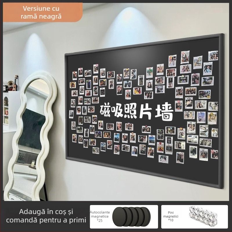 Tablă magnetică de perete din sticlă fără ramă, cu două fețe, pentru fotografii, afișaj magnet pentru frigider, tablă de scrisă și tablă albă decorativă