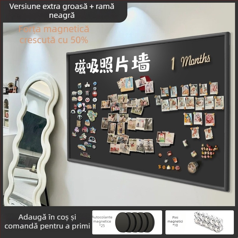 Tablă magnetică de perete din sticlă fără ramă, cu două fețe, pentru fotografii, afișaj magnet pentru frigider, tablă de scrisă și tablă albă decorativă