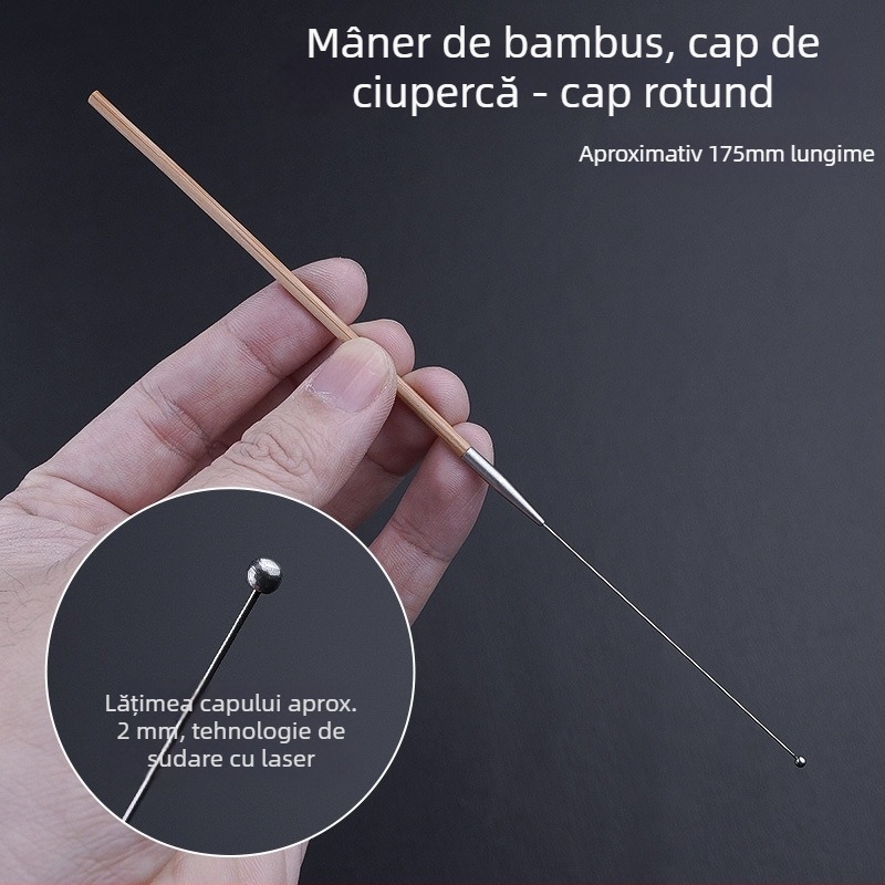 Set profesional de instrumente pentru curățarea urechii cu linguriță ultrafină, lingură pentru urechi, cârlig pentru cerumen și mânere din lemn