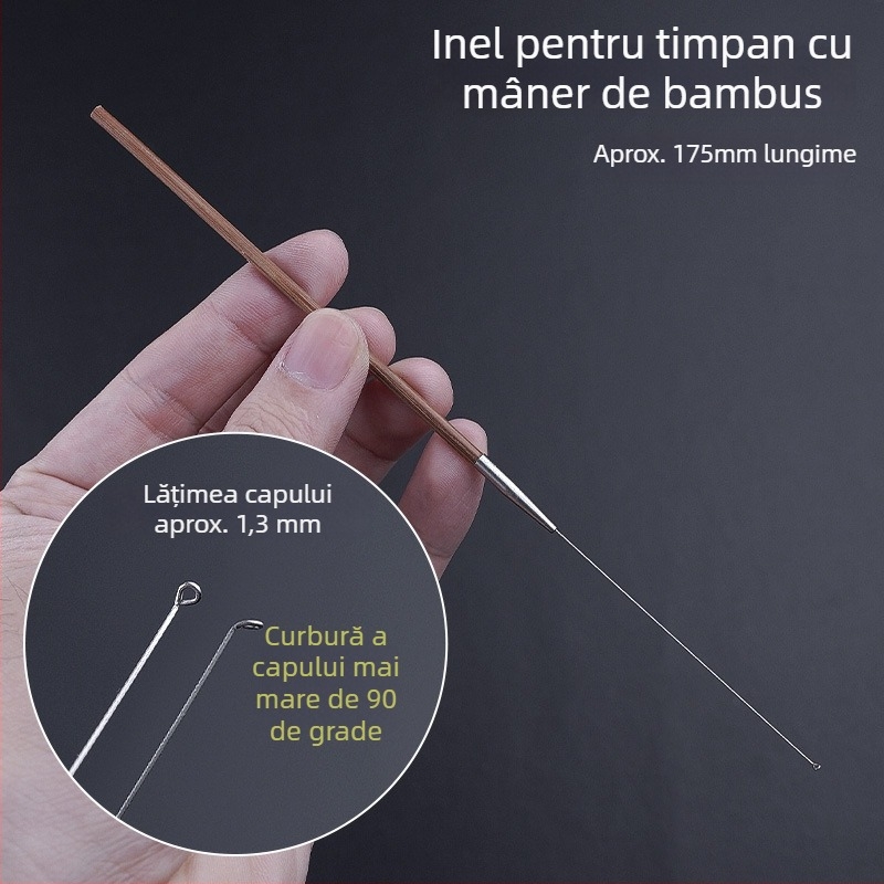 Set profesional de instrumente pentru curățarea urechii cu linguriță ultrafină, lingură pentru urechi, cârlig pentru cerumen și mânere din lemn