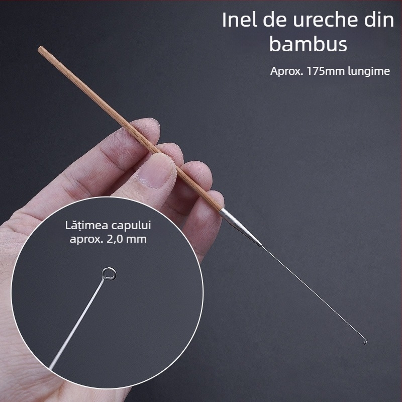 Set profesional de instrumente pentru curățarea urechii cu linguriță ultrafină, lingură pentru urechi, cârlig pentru cerumen și mânere din lemn