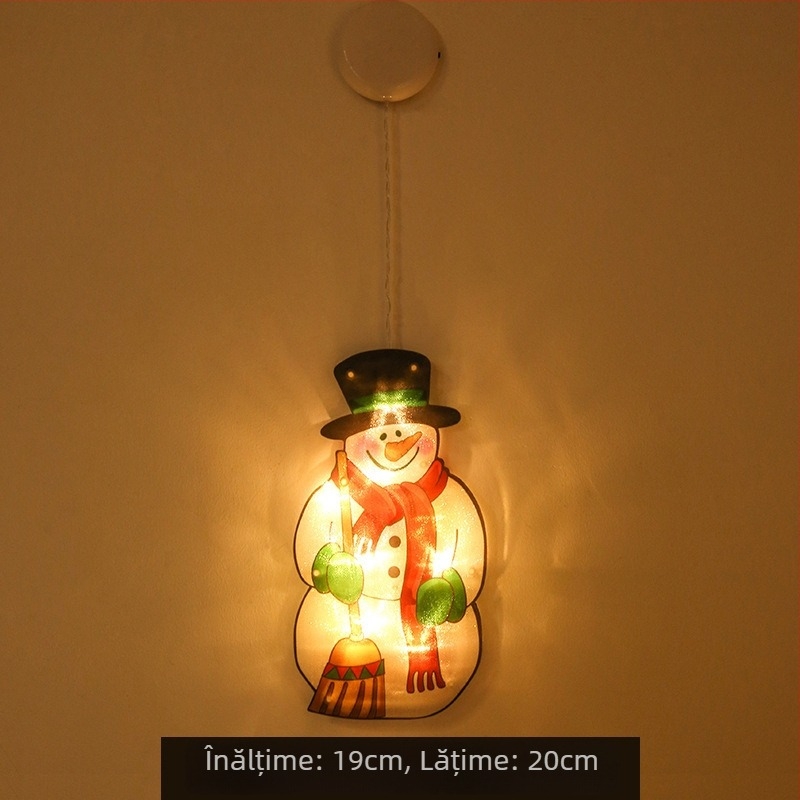 Șir de lumini LED de Crăciun cu ventuză pentru vitrină