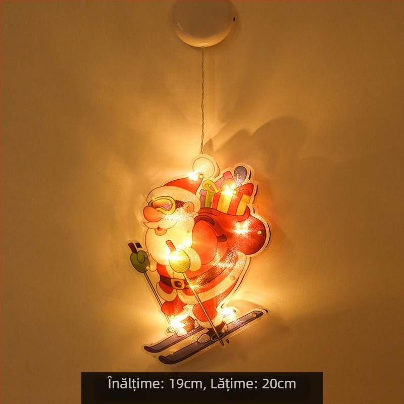 Șir de lumini LED de Crăciun cu ventuză pentru vitrină