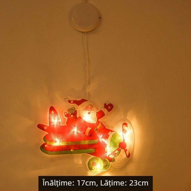 Șir de lumini LED de Crăciun cu ventuză pentru vitrină