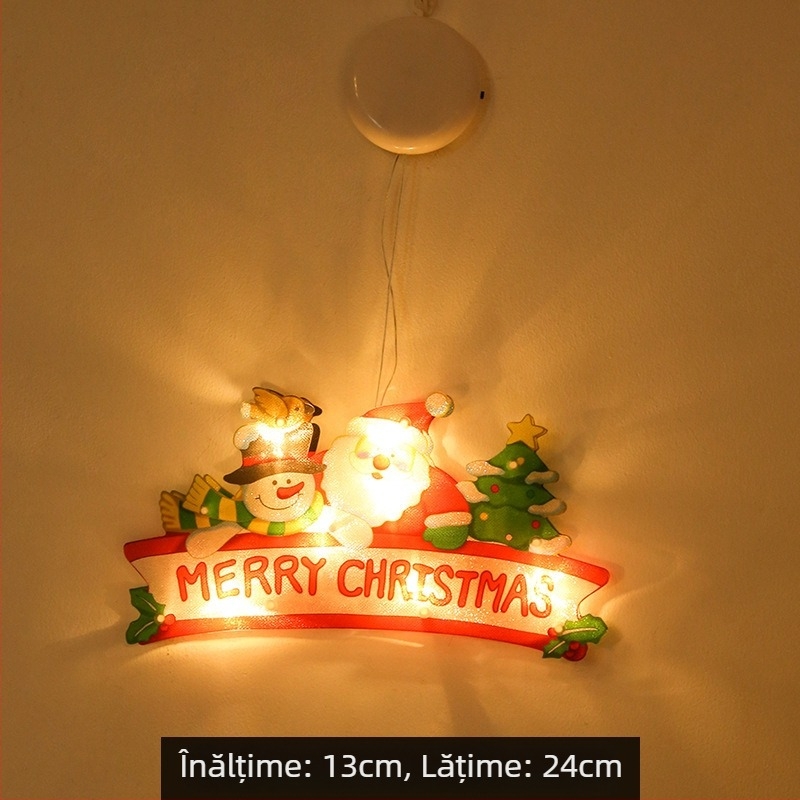 Șir de lumini LED de Crăciun cu ventuză pentru vitrină