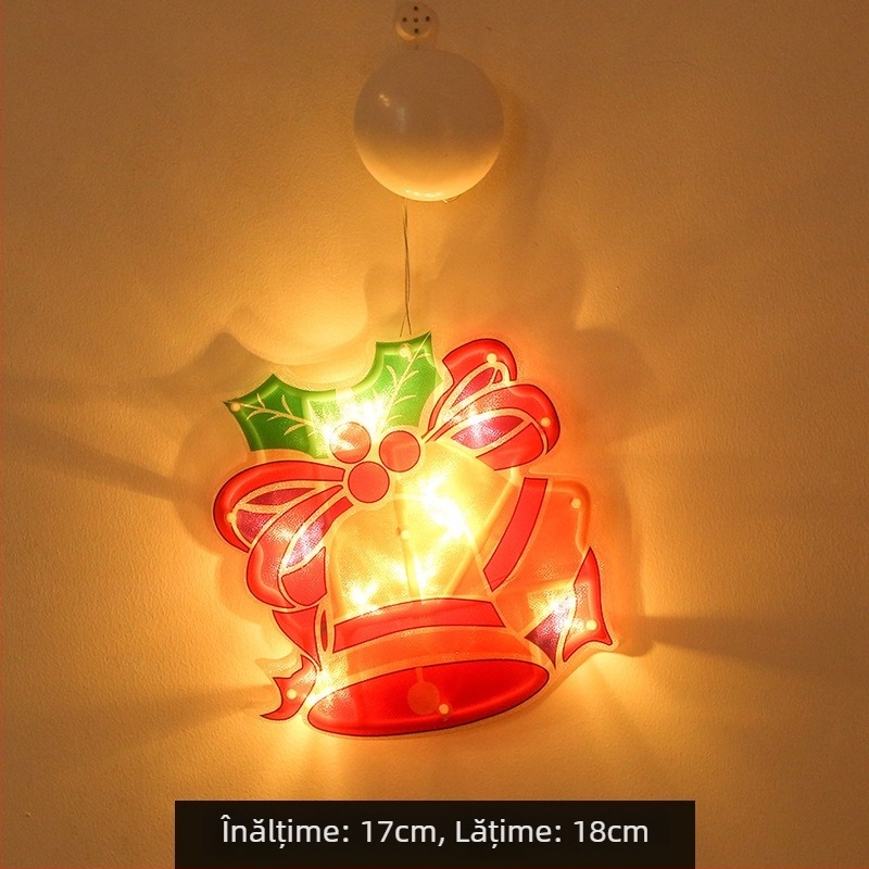 Șir de lumini LED de Crăciun cu ventuză pentru vitrină