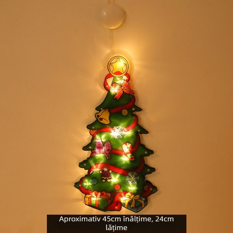 Șir de lumini LED de Crăciun cu ventuză pentru vitrină