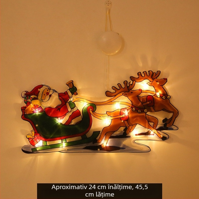 Șir de lumini LED de Crăciun cu ventuză pentru vitrină