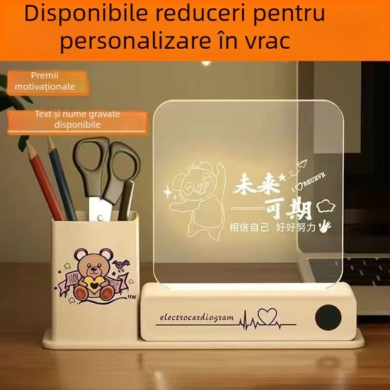 Lampa de birou 3D creativă, cu suport pentru pixuri, luminoasă în întuneric – cadou pentru Ziua Profesorului, absolvire și zi de naștere