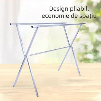 Uscător de haine pe podea, în formă de X, cu brațe duble, pentru interior și exterior, pliabil.