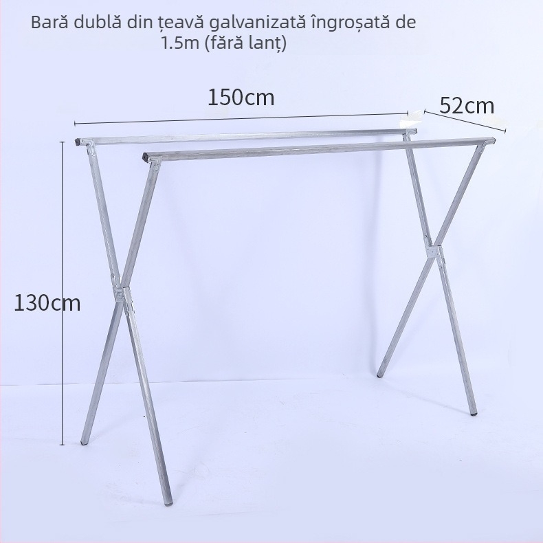 Uscător de haine pe podea, în formă de X, cu brațe duble, pentru interior și exterior, pliabil.