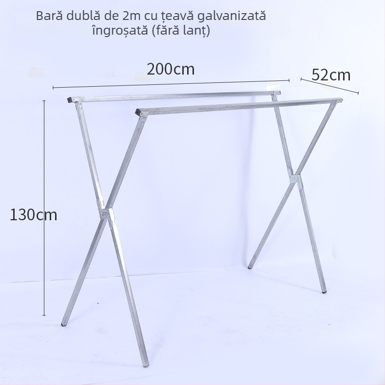 Uscător de haine pe podea, în formă de X, cu brațe duble, pentru interior și exterior, pliabil.