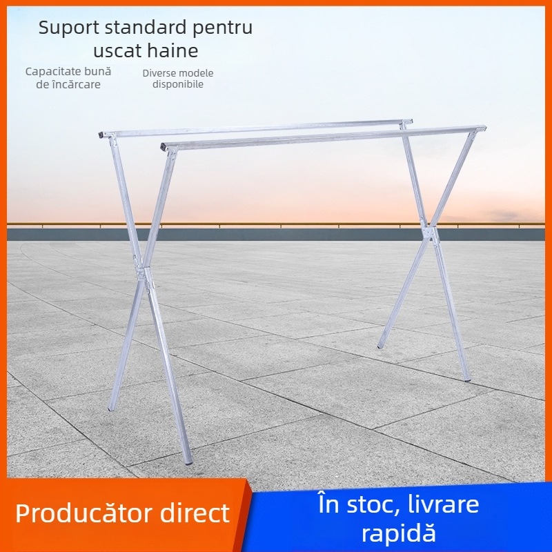 Uscător de haine pe podea, în formă de X, cu brațe duble, pentru interior și exterior, pliabil.