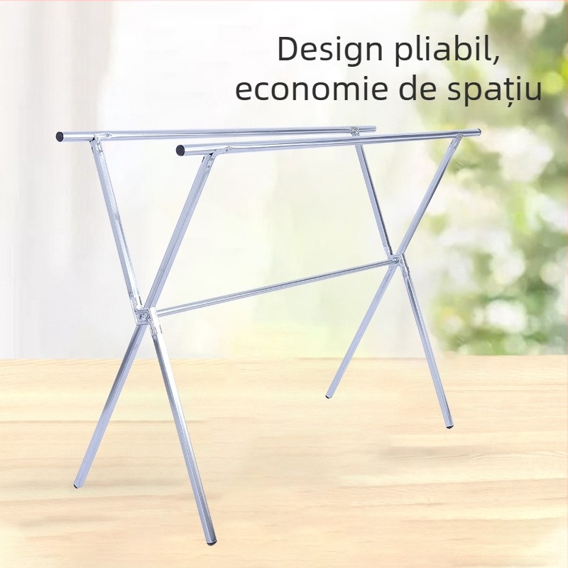 Uscător de haine pe podea, în formă de X, cu brațe duble, pentru interior și exterior, pliabil.