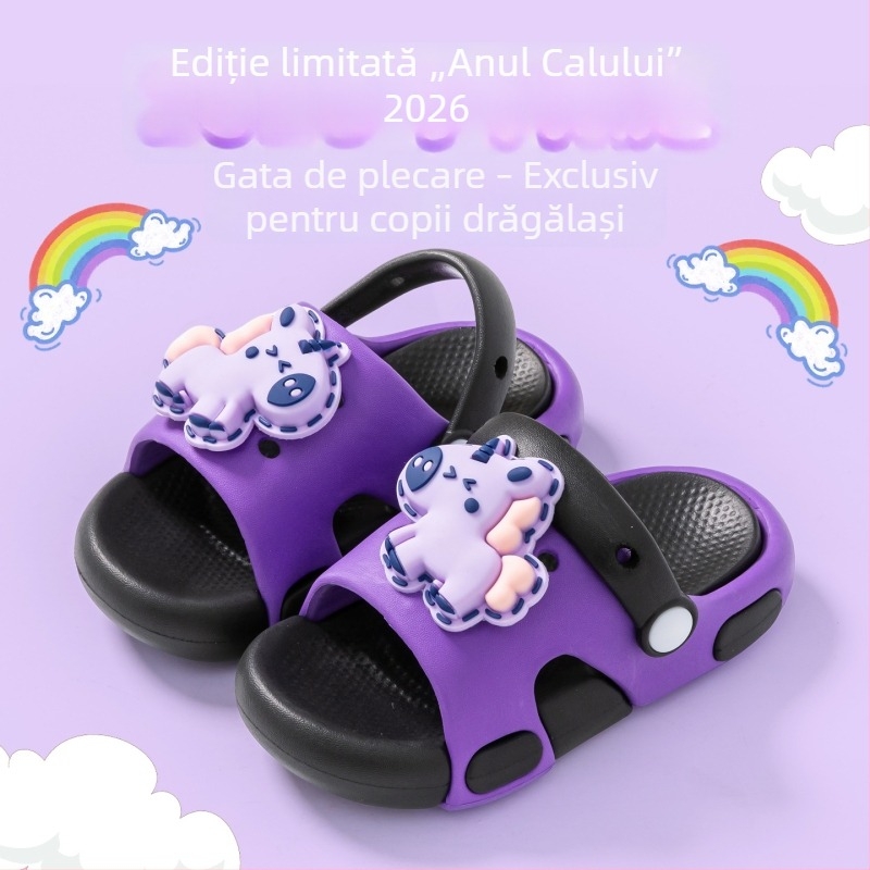 Slapi de vară pentru copii, antiderapante, unisex, design iepuraș, două culori