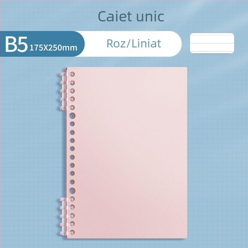 Caiet Sijin de clasificare a materiilor pentru elevi, format A4 cu foi detașabile, pagini liniate B5, atingere netedă, copertă PP