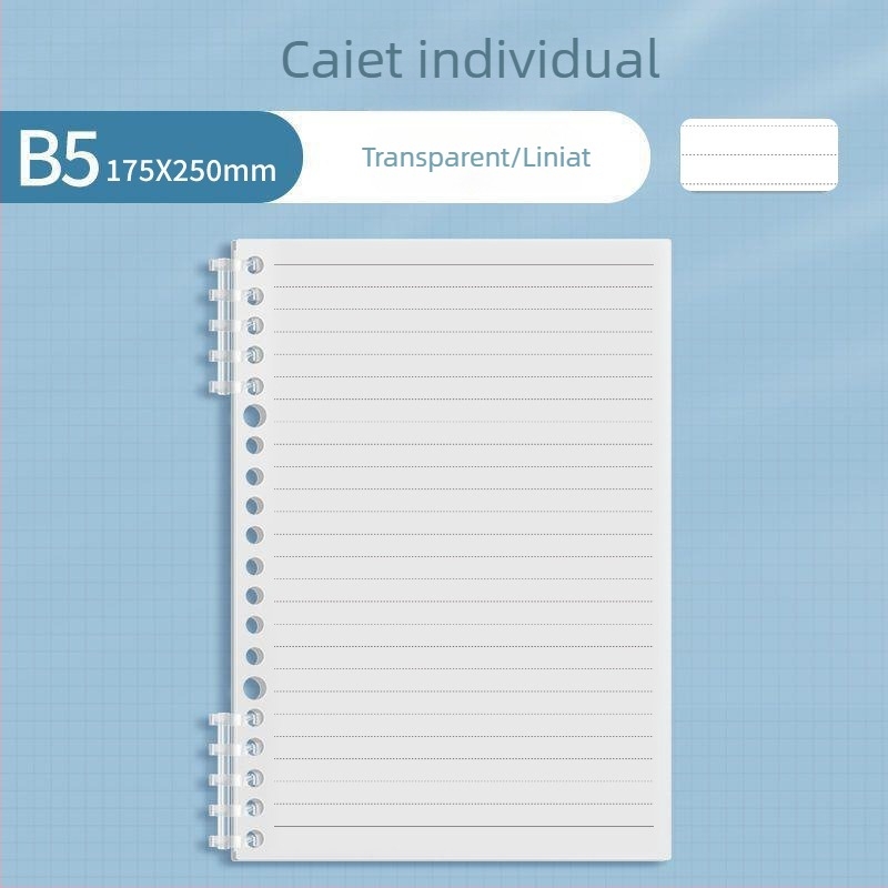 Caiet Sijin de clasificare a materiilor pentru elevi, format A4 cu foi detașabile, pagini liniate B5, atingere netedă, copertă PP