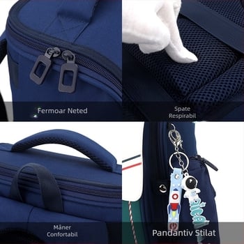 Natural Fish rucsac școlar cu roți pentru învățământ primar, clasele 3-6, unisex, capacitate mare, impermeabil, șase roți, cărucior pentru urcarea scărilor
