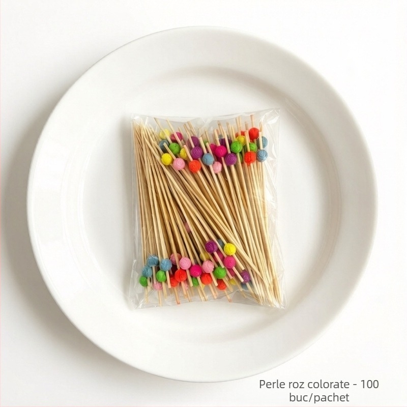 Bețișoare din bambus cu litere și inimioare, 100 bucăți într-un pachet, bețișoare pentru cocktail și fructe cu inimioare colorate din acrilic, de unică folosință, creativ.