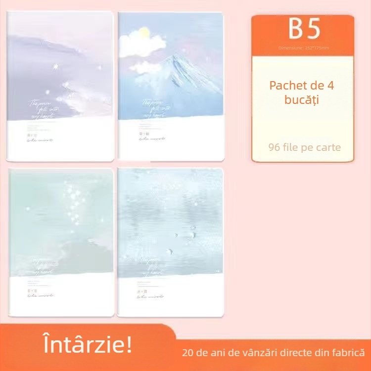 Blocnotes A5 cu husă din PVC moale, hârtie din pulpă de paie, legare cu adeziv, stil Instagram