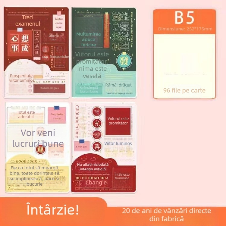 Blocnotes A5 cu husă din PVC moale, hârtie din pulpă de paie, legare cu adeziv, stil Instagram