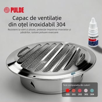 Oțel inoxidabil negru vopsit, capac de ventilație cu capac de evacuare, grilaj circular, obloane, capac respirabil
