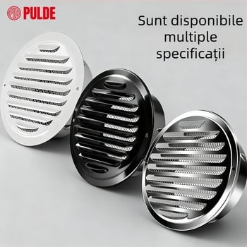 Oțel inoxidabil negru vopsit, capac de ventilație cu capac de evacuare, grilaj circular, obloane, capac respirabil