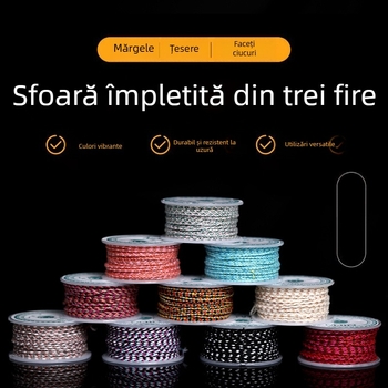 Beibeifu Brățară din fir cu trei flori, cu ciucuri – șnur împletit pentru DIY