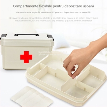Cutie de medicamente pentru uz casnic, în dimensiuni mari și mici, trusă de prim ajutor cu măști, spațiu de depozitare multi-strat pentru familie, elevi și grădiniță.