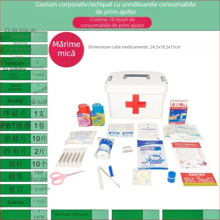 Cutie de medicamente pentru uz casnic, în dimensiuni mari și mici, trusă de prim ajutor cu măști, spațiu de depozitare multi-strat pentru familie, elevi și grădiniță.