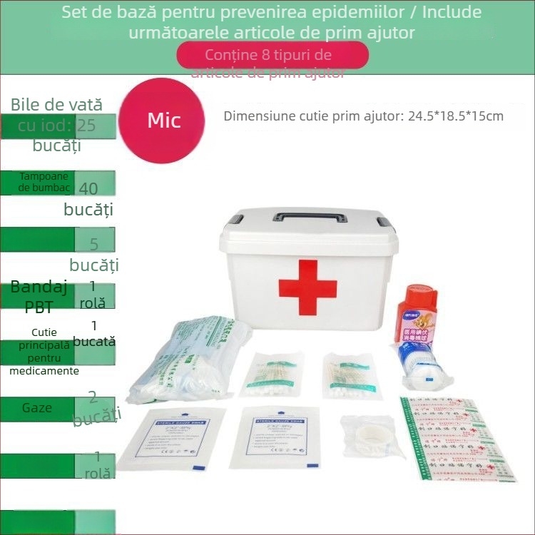Cutie de medicamente pentru uz casnic, în dimensiuni mari și mici, trusă de prim ajutor cu măști, spațiu de depozitare multi-strat pentru familie, elevi și grădiniță.