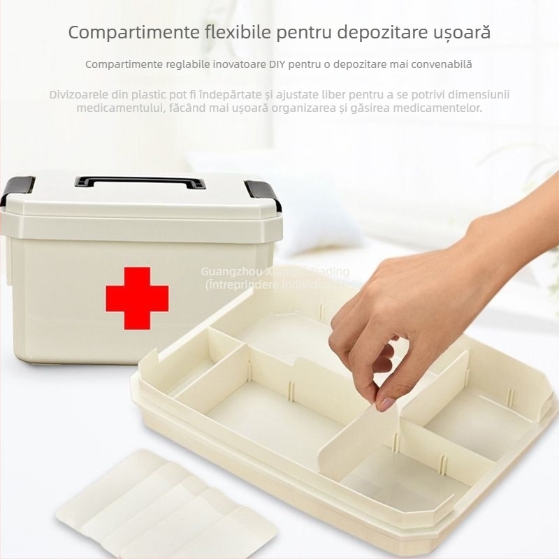 Cutie de medicamente pentru uz casnic, în dimensiuni mari și mici, trusă de prim ajutor cu măști, spațiu de depozitare multi-strat pentru familie, elevi și grădiniță.
