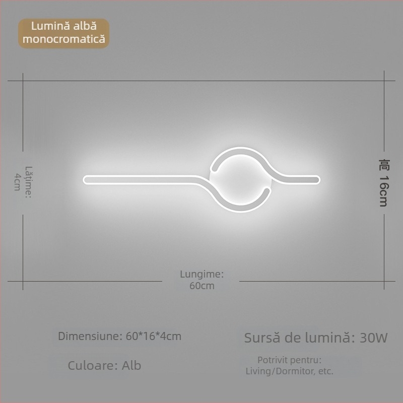 Lampa de perete minimalistă, cu aer discret de lux, pentru living și peretele de fundal, potrivită lângă televiziune, în hol și pe lângă scări; lumină caldă pentru dormitor lângă pat.