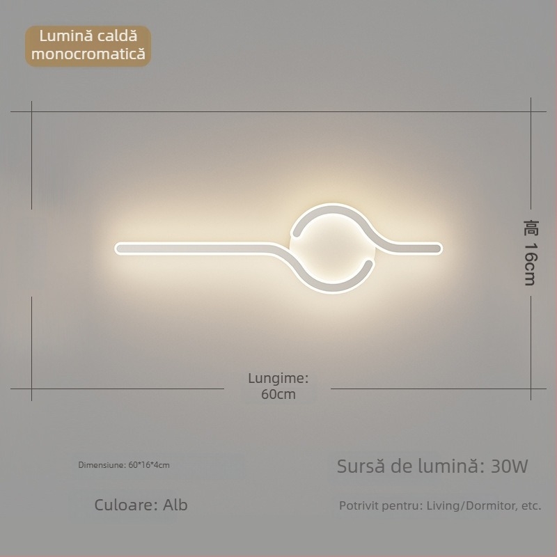 Lampa de perete minimalistă, cu aer discret de lux, pentru living și peretele de fundal, potrivită lângă televiziune, în hol și pe lângă scări; lumină caldă pentru dormitor lângă pat.