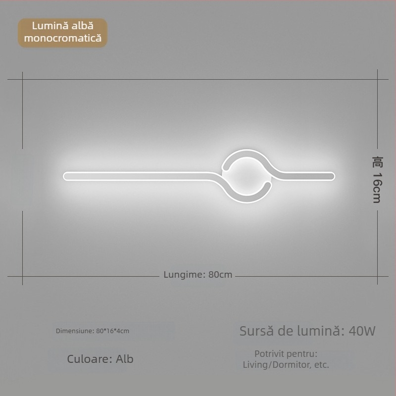 Lampa de perete minimalistă, cu aer discret de lux, pentru living și peretele de fundal, potrivită lângă televiziune, în hol și pe lângă scări; lumină caldă pentru dormitor lângă pat.