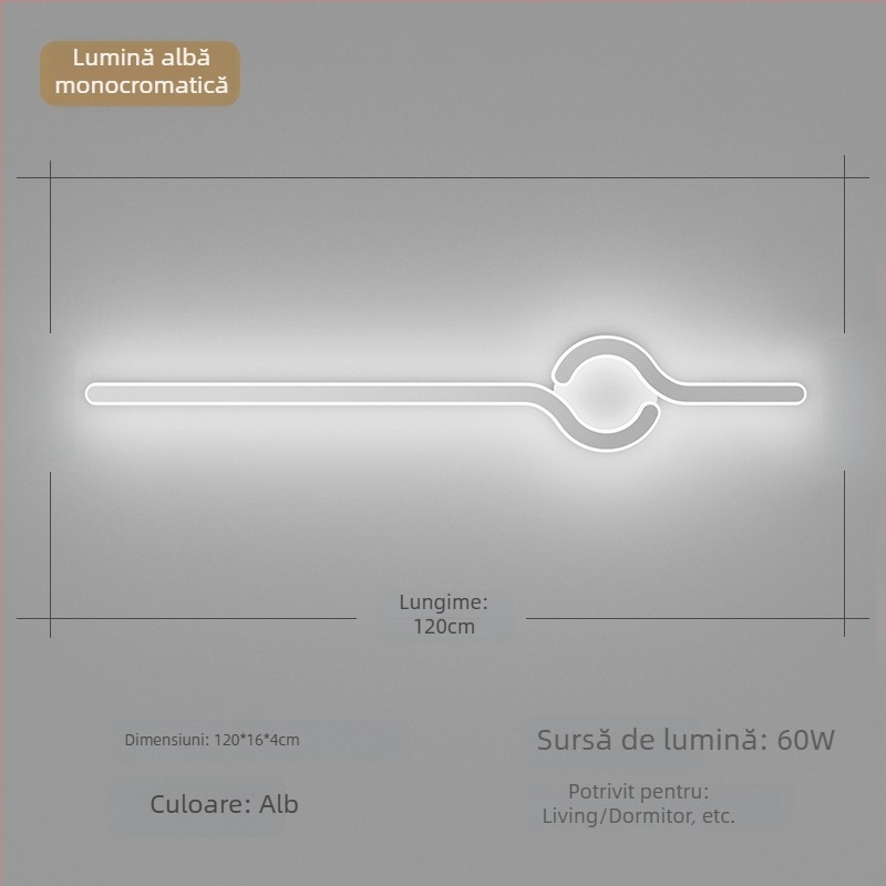 Lampa de perete minimalistă, cu aer discret de lux, pentru living și peretele de fundal, potrivită lângă televiziune, în hol și pe lângă scări; lumină caldă pentru dormitor lângă pat.