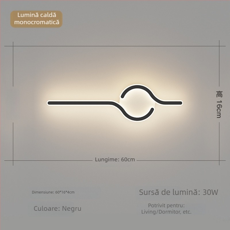 Lampa de perete minimalistă, cu aer discret de lux, pentru living și peretele de fundal, potrivită lângă televiziune, în hol și pe lângă scări; lumină caldă pentru dormitor lângă pat.