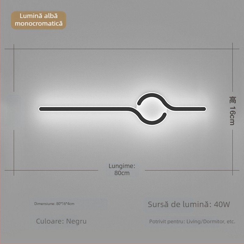 Lampa de perete minimalistă, cu aer discret de lux, pentru living și peretele de fundal, potrivită lângă televiziune, în hol și pe lângă scări; lumină caldă pentru dormitor lângă pat.