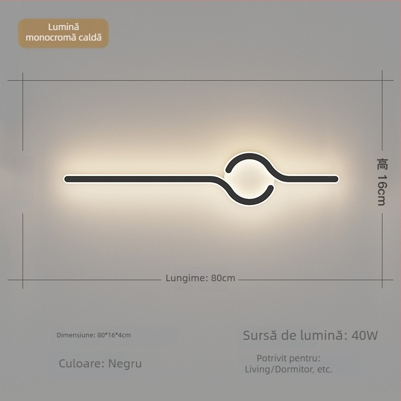 Lampa de perete minimalistă, cu aer discret de lux, pentru living și peretele de fundal, potrivită lângă televiziune, în hol și pe lângă scări; lumină caldă pentru dormitor lângă pat.