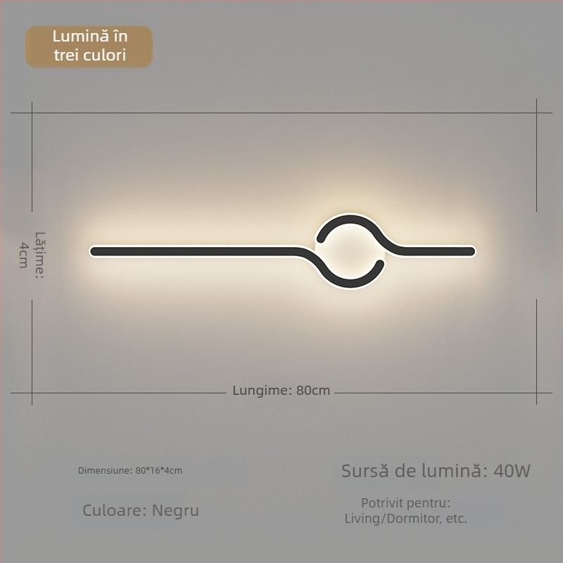 Lampa de perete minimalistă, cu aer discret de lux, pentru living și peretele de fundal, potrivită lângă televiziune, în hol și pe lângă scări; lumină caldă pentru dormitor lângă pat.