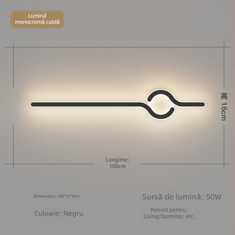 Lampa de perete minimalistă, cu aer discret de lux, pentru living și peretele de fundal, potrivită lângă televiziune, în hol și pe lângă scări; lumină caldă pentru dormitor lângă pat.