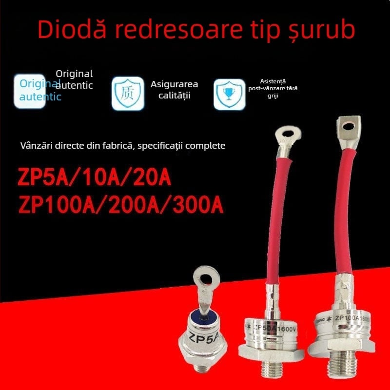 Diodă de redresare din siliciu, tip spiral, cu montaj prin șurub, ZP50A1600V; ZP5A10A20A30A100A200A300A