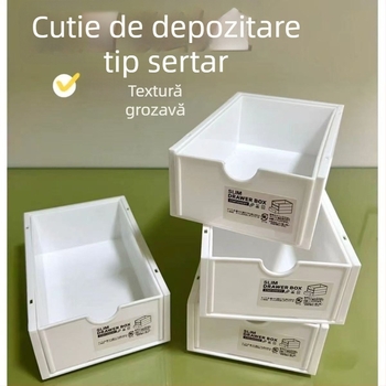 Cutie desktop pentru depozitare cu sertare, transparentă din plastic, organizator pentru papetărie și produse cosmetice