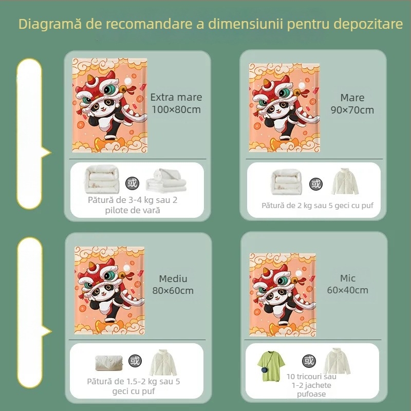 2024 Nou Sac de vid pentru uz casnic, set de 11 piese pentru comprimarea păturilor, cu pompă și etanșare