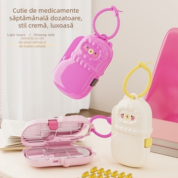 Noua cutie portabilă pentru pastile cu sigiliu, în model alpaca, mini dispenser și cutie de depozitare pentru bijuterii