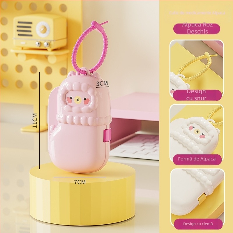 Noua cutie portabilă pentru pastile cu sigiliu, în model alpaca, mini dispenser și cutie de depozitare pentru bijuterii