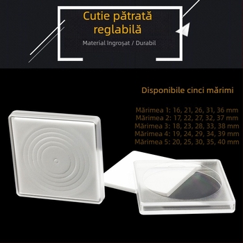 Cutie pătrată reglabilă pentru capsule de monede, 46 mm