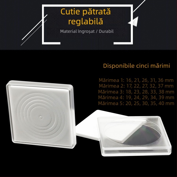 Cutie pătrată reglabilă pentru capsule de monede, 46 mm