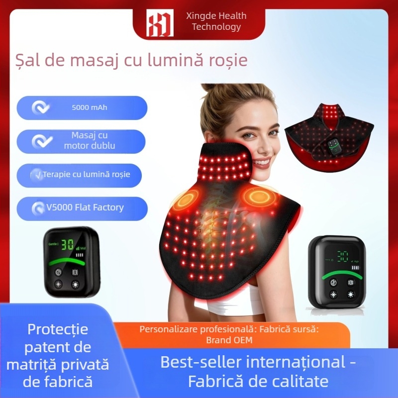 Centură de umăr cu terapie cu lumină roșie și încălzire electrică pentru terapie termică a gâtului și a umerilor